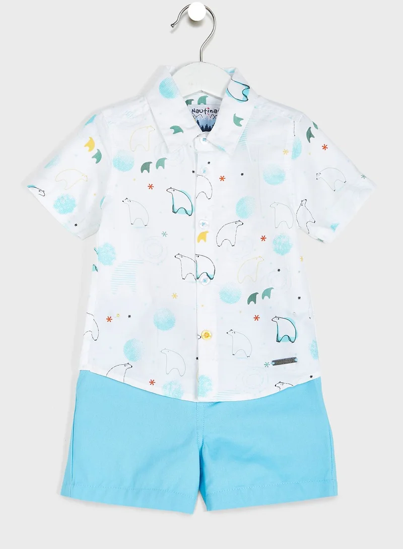 Nautinati Boys Printed Shirt And Shorts