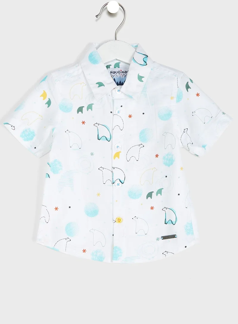 Nautinati Boys Printed Shirt And Shorts