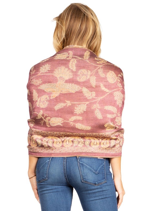 Sakkas 18200 - Gianna Women's Silky Soft Reversible Floral Woven Pashmina Scarf Shawl Wrap - 23-D1-Mauve - OS - Image 2