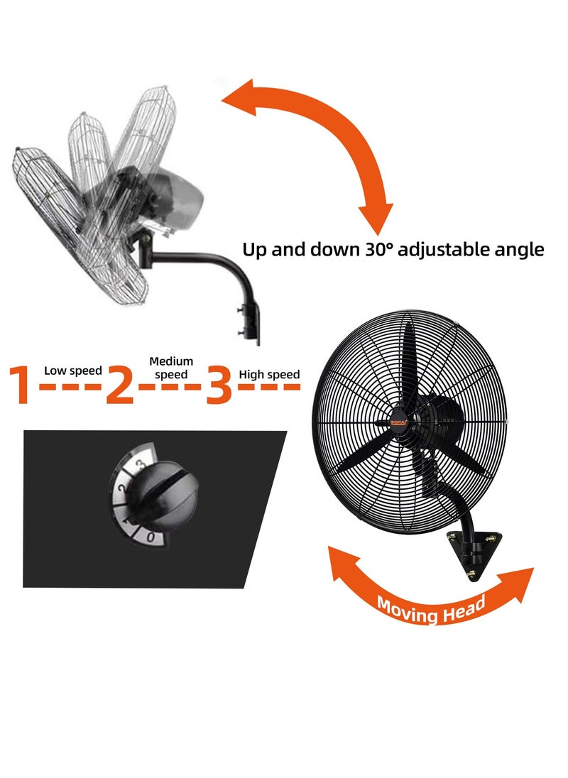 BONAI 26 inch Wall Fan with 230W, Metal body,145m/min airflow,220-240V Perfect for Bedrooms,Homes , Workspaces,factories, garages, warehouses and more -HK-ST-65  - Image 2