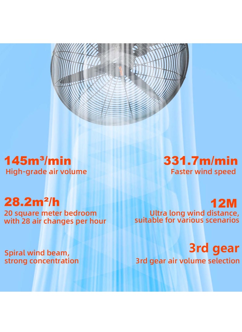 BONAI 26 inch Wall Fan with 230W, Metal body,145m/min airflow,220-240V Perfect for Bedrooms,Homes , Workspaces,factories, garages, warehouses and more -HK-ST-65  - Image 4