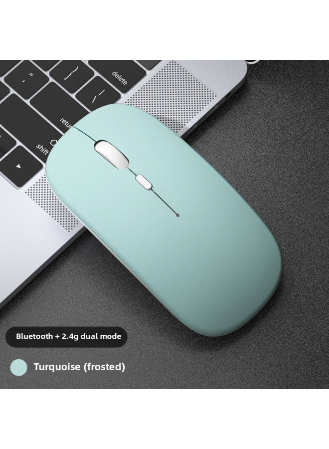 Wireless Bluetooth Mouse Quiet Charging Girl Office Dual-Mode Computer Mac Tablet Unlimited Laptop Mouse-Specification:Mint Green/bluetooth Dual Template [silent + Rechargeable] 2.4g Wireless + Bluetooth 5  - Image 1