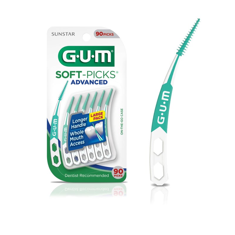 Gum أداة تنظيف الأسنان المتقدمة من جوم، سهلة الاستخدام لتنظيف الأسنان، فرش بين الأسنان القابلة للتخلص منها مع علبة حمل مريحة، موصى بها من قبل أطباء الأسنان، 90 قطعة - Image 1