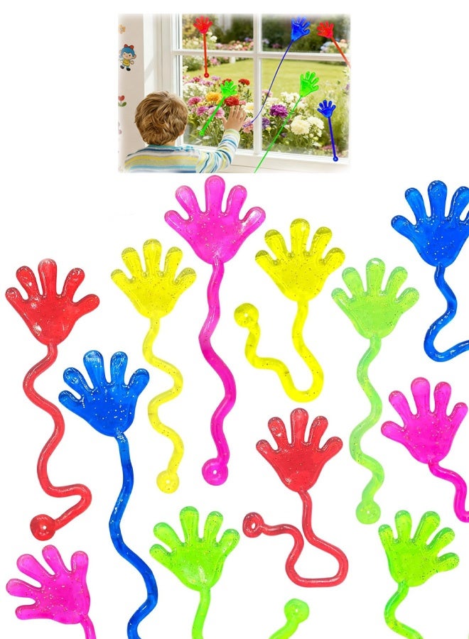12PCS Sticky Hands, Stretchy Sticky Hand Toy Set, Sensory Stress Relief Creativity Stretch Fun Toys for Kids Birthday Party Favors, Classroom Rewards, Play Activities and Fostering Children's Creative(Random Color) - Image 1