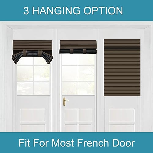 Muamar French Door Curtains Privacy Door Blind, Front Door Window Curtain, Venetian Blinds Style Door Window Cover, 1 Panel (Coffee, W30” x L80”) - Image 5