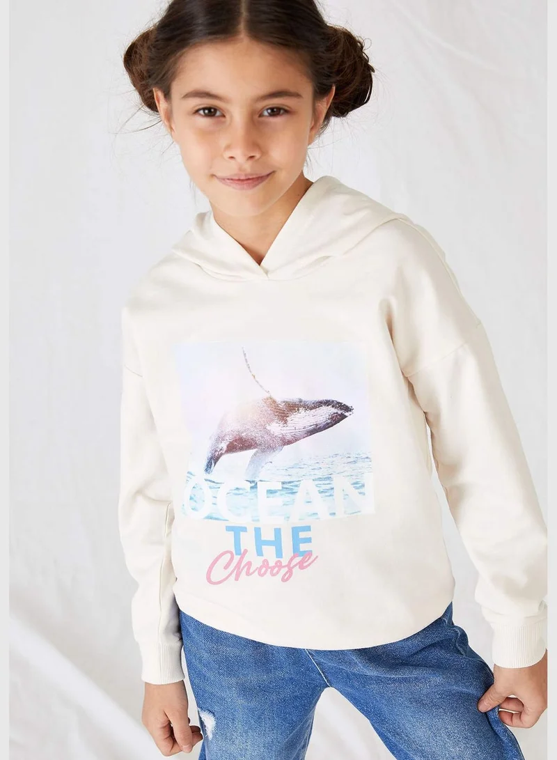 DeFacto Girl Knitted Regular Fit Hooded Sweat Shirt