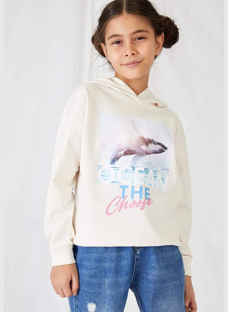 DeFacto Girl Knitted Regular Fit Hooded Sweat Shirt