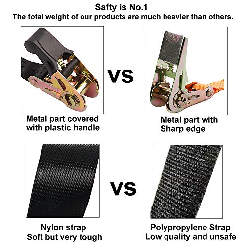 Ayaport Endless Ratchet Tie Down Straps Heavy Duty Cargo Tie Downs, Sturdy Nylon Black Strap Down Ratcheting Securing Straps, Track Spring Fittings, Tie-Down Motorcycles, Trailer Loads, Kayak - Image 4