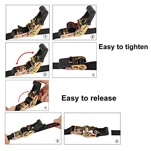 Ayaport Endless Ratchet Tie Down Straps Heavy Duty Cargo Tie Downs, Sturdy Nylon Black Strap Down Ratcheting Securing Straps, Track Spring Fittings, Tie-Down Motorcycles, Trailer Loads, Kayak - Image 5