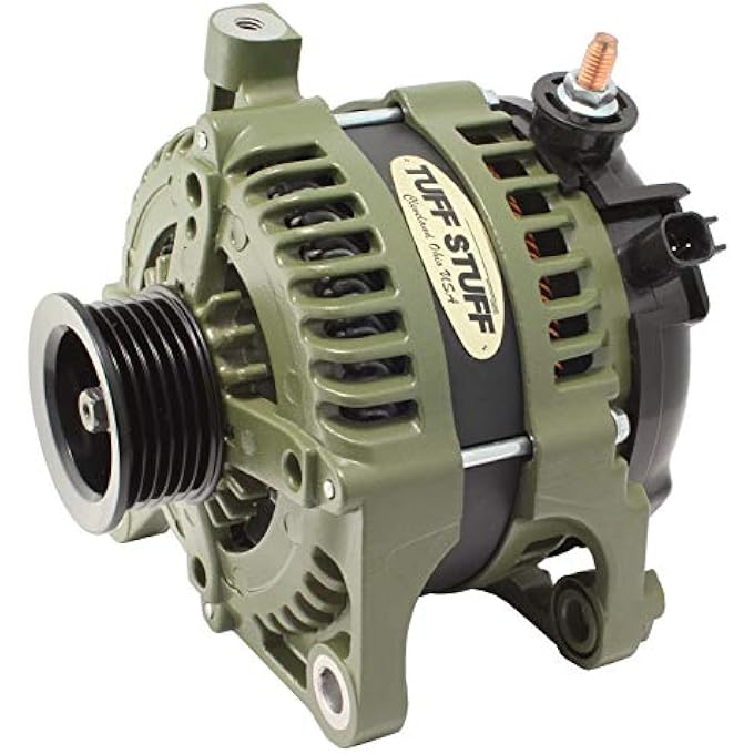 Tuff Stuff Alternator, 250 amp, 12V, External Regulator, 6 Rib Serpentine Pulley, Army Green, Jeep Wrangler JK 2007-11, Each (7515G) - Image 1