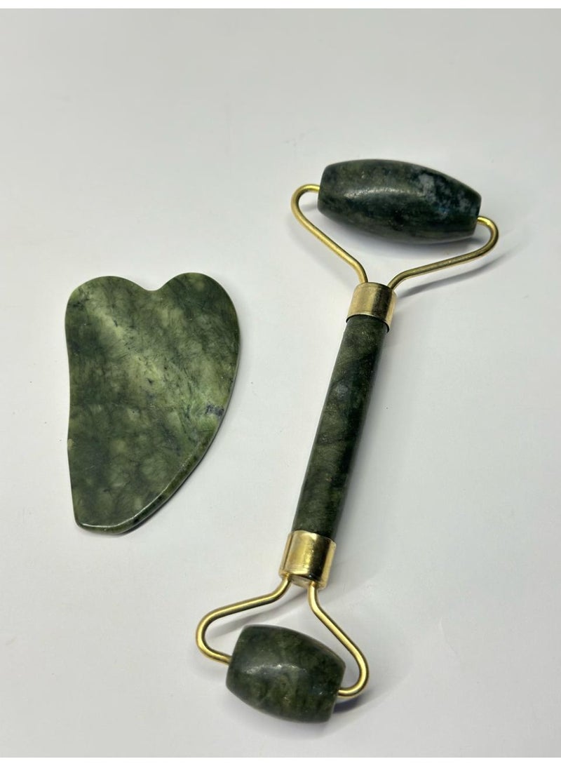 أسطوانة تدليك الوجه باليشم وأداة غوا شا الطبيعية والحجرية لعلاج الوجه والرقبة - Image 3