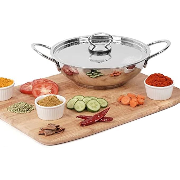 براديب موقد غاز كاداي الحثي متوافق مع 304 درجة طعام، لمسة نهائية عاكسة، مقابض مقاومة للحرارة، توزيع متساوي للحرارة، آمن للاستخدام في غسالة الأطباق، غطاء بتصميم من الفولاذ المقاوم للصدأ، سعة 40 لترًا - Image 4