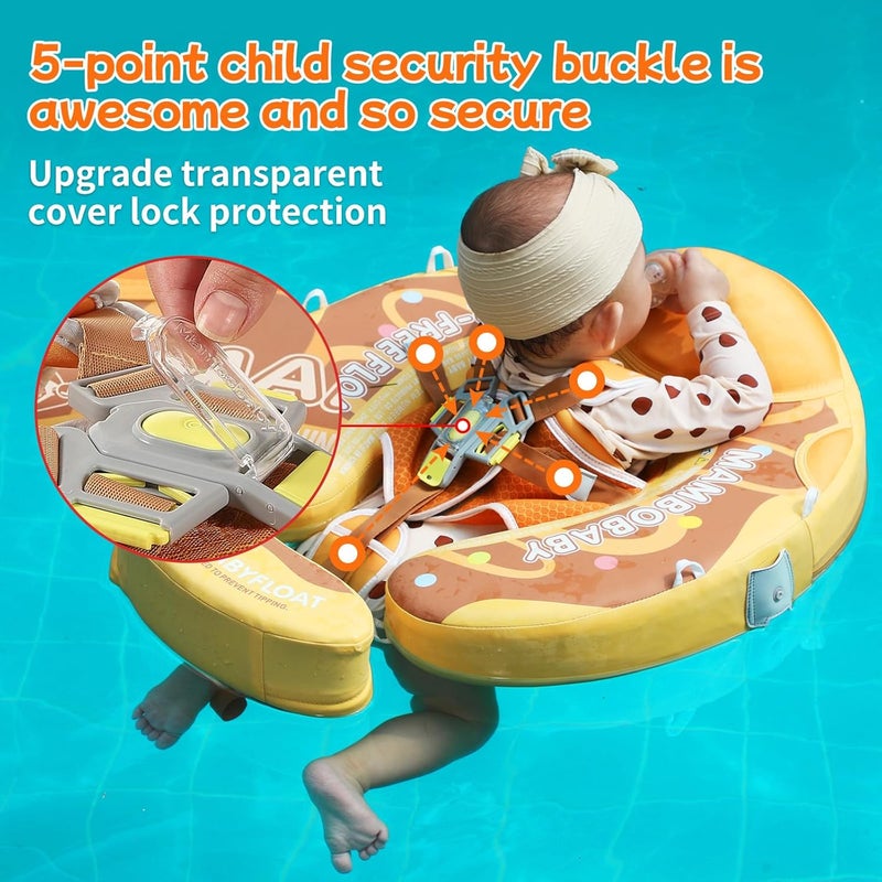 V Convey Mambobaby Float with Canopy and Tail New Upgraded Non-Inflatable Baby Pool Float Mambo Float Swim Trainer Solid Infant Swim Float Adjustable Pearl Foam Baby Swim Ring - Image 5