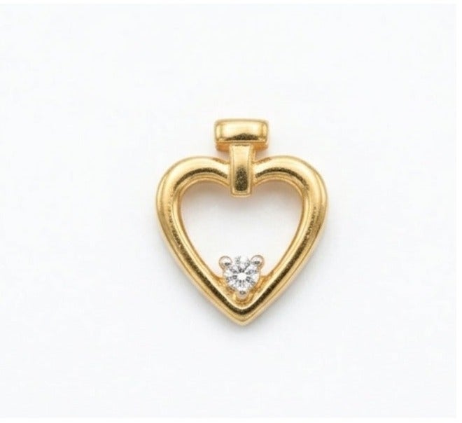 Nakshathra 22K Yellow Gold Eternal Heart Solitaire Pendant - 916 Hallmarked Gold - Elegant Gift for Women - Image 1