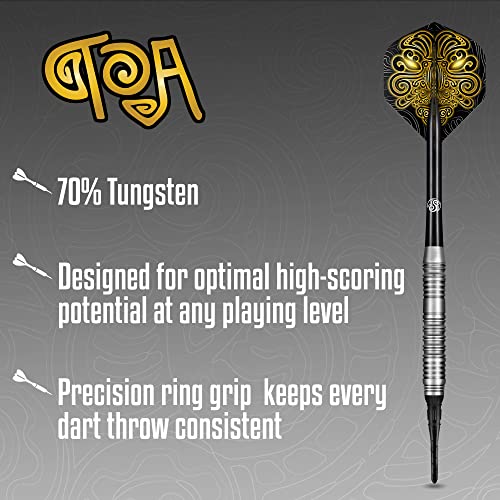 Shot! Darts Soft Tip TOA, 70% Tungsten Barrels, Center Weighted, Pro Throwing Darts for Maximum Aerodynamics Handcrafted Professional Dart Set and Flights Made in New Zealand, Plastic Tip Bar Darts - Image 2