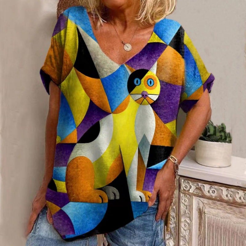 Women's positioning printed T-shirt top - Image 1
