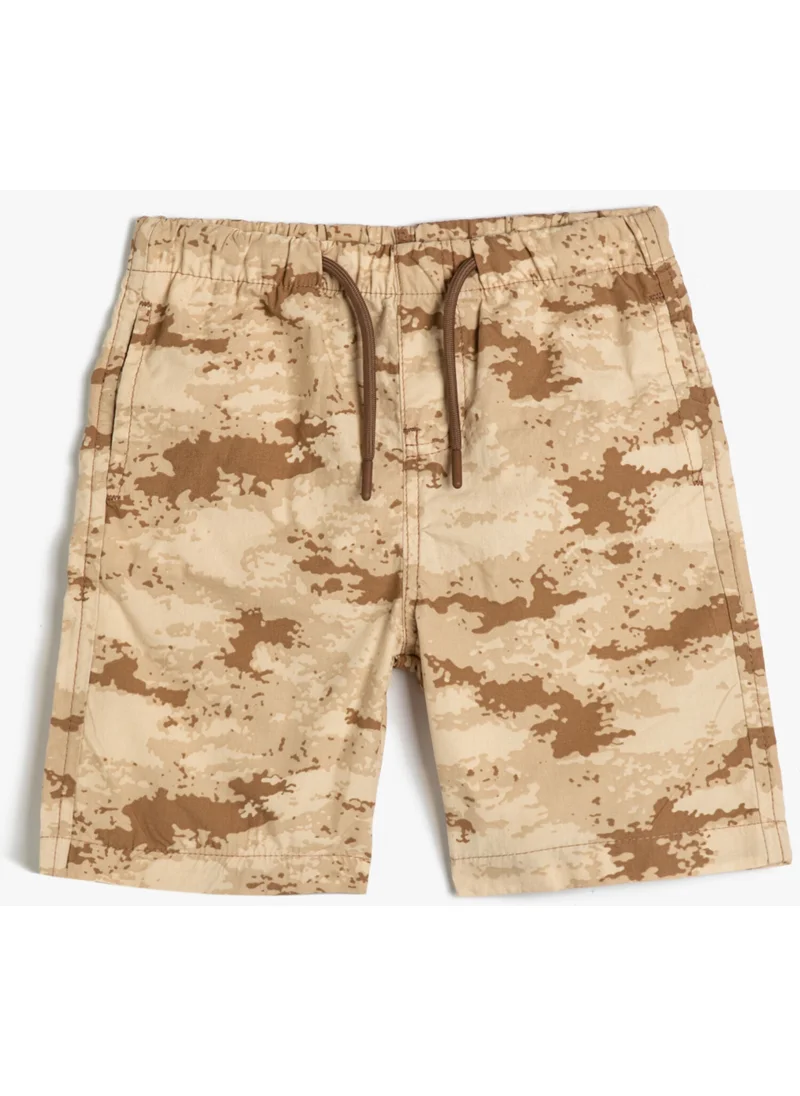 كوتون Bermuda Camouflage Shorts with Pockets and Tie Waist Cotton