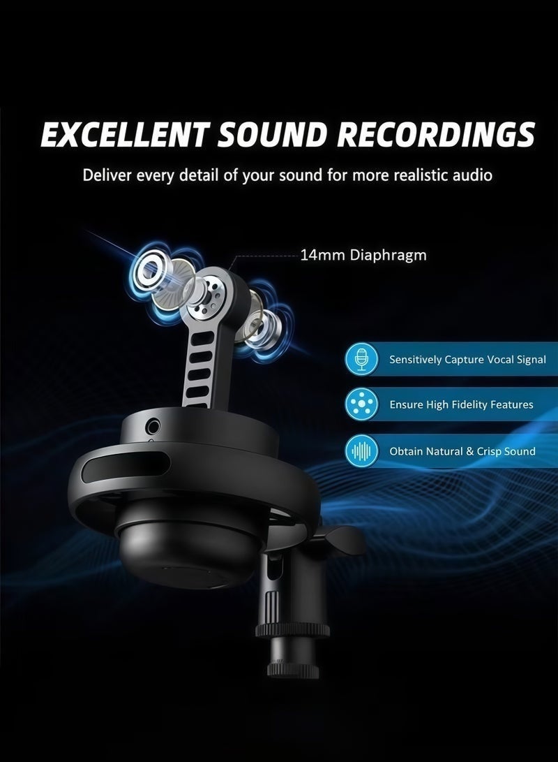 LOKIPA USB Condenser Gaming Microphone with Noise Reduction, RGB Lighting, Volume Control & Quick Mute – Pop Filter, Shock Mount, Type-C Port Included – for PC, Mac, PS4, PS5, Podcast, Streaming, Twitch, YouTube, Discord Black - Image 4