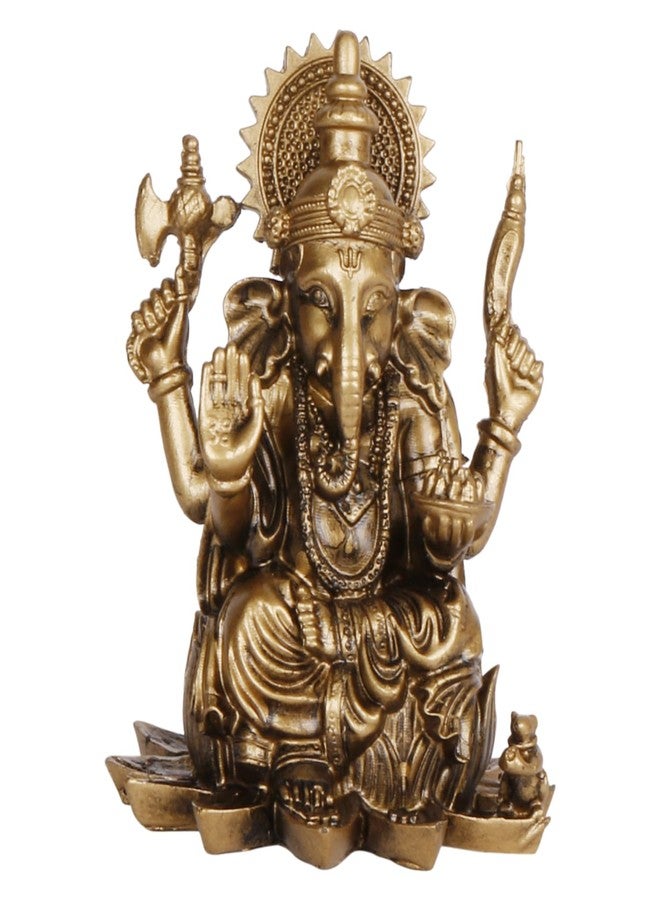 ARTVARKO Lord Ganesha Ganesh Bhagwan Small Idol Ganpati Cold Cast Bronze Murti Statue for car Dashboard Home Office Entrance Decor Diwali Gift (Small Size 3.75 Inch) - Image 2