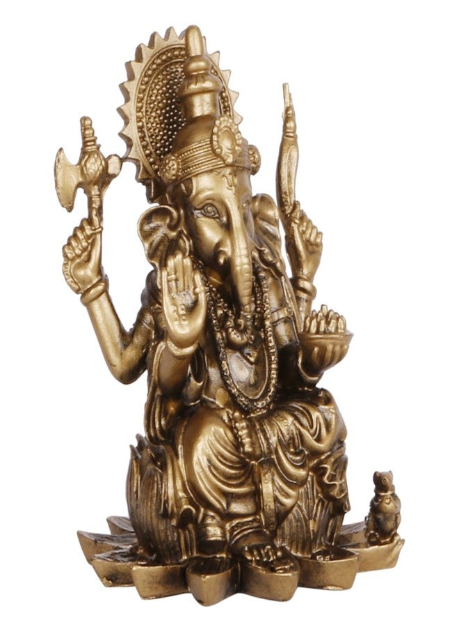 ARTVARKO Lord Ganesha Ganesh Bhagwan Small Idol Ganpati Cold Cast Bronze Murti Statue for car Dashboard Home Office Entrance Decor Diwali Gift (Small Size 3.75 Inch) - Image 3