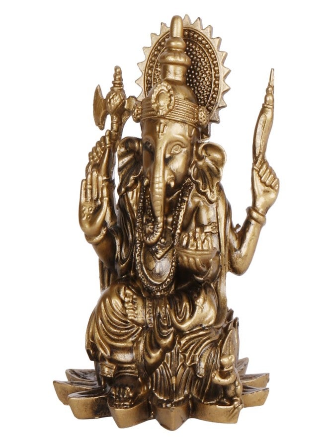 ARTVARKO Lord Ganesha Ganesh Bhagwan Small Idol Ganpati Cold Cast Bronze Murti Statue for car Dashboard Home Office Entrance Decor Diwali Gift (Small Size 3.75 Inch) - Image 4