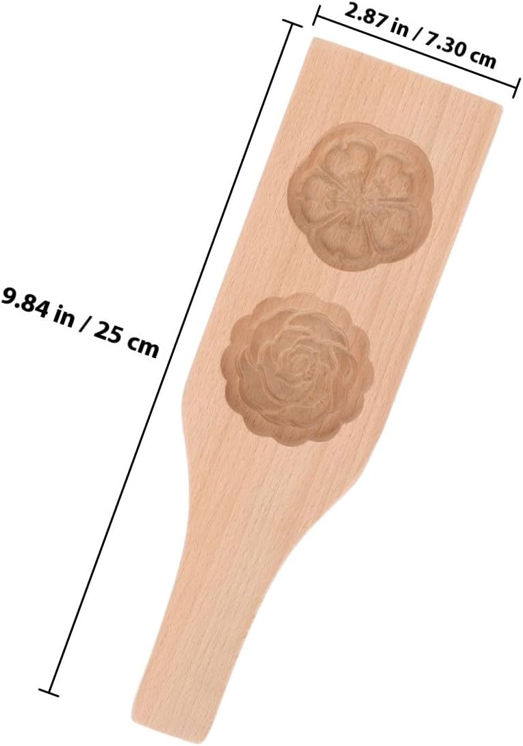 Healeved Wooden Mooncake Mold Traditional Chinese Mid-autumn Festival Mooncake Press with Double Floral 3d Pattern for Handmade Moon Cake Baking - Image 1