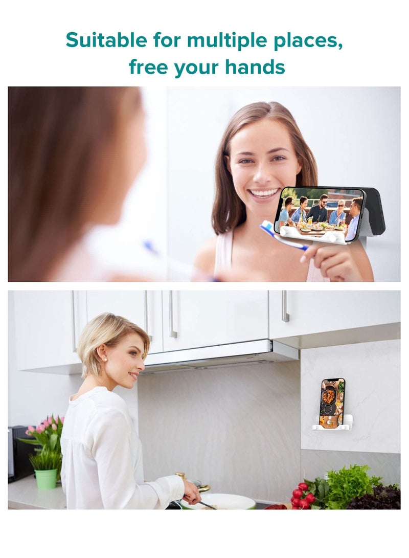 Captaintech Wall Mount Phone Holder, 2Pcs Hands Free Wall Mount Phone Holder for Bedroom Living Room Kitchen Compatible with All Phone - Image 5