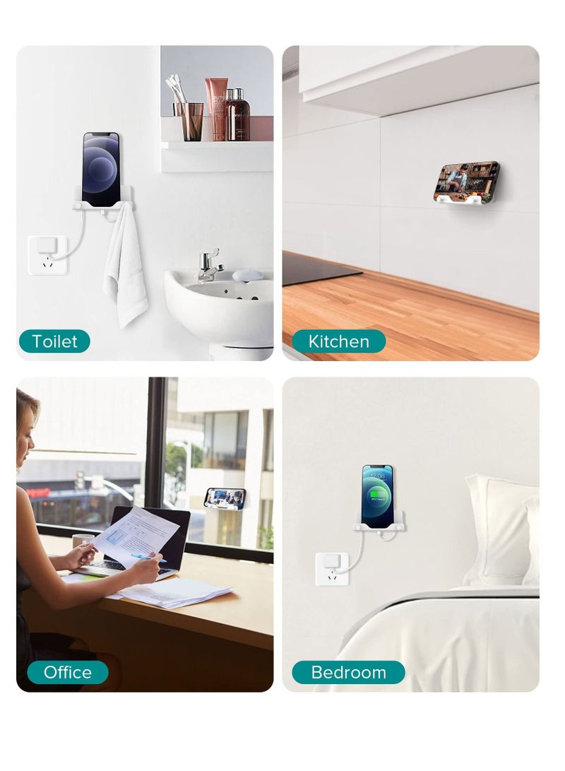 Captaintech Wall Mount Phone Holder, 2Pcs Hands Free Wall Mount Phone Holder for Bedroom Living Room Kitchen Compatible with All Phone - Image 3