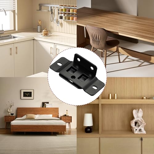 Teadokly 10 Pack Quick Fitting Furniture Joint Bracket, Duty Corner Brace Joint Right Angle Bracket, Stainless Steel Furniture Corner Connectors with Screws for Drawers, Cabinets, Tables, and Chairs (Black) - Image 5