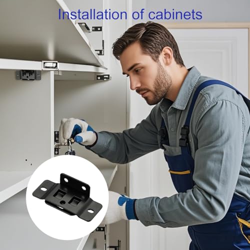 Teadokly 10 Pack Quick Fitting Furniture Joint Bracket, Duty Corner Brace Joint Right Angle Bracket, Stainless Steel Furniture Corner Connectors with Screws for Drawers, Cabinets, Tables, and Chairs (Black) - Image 4