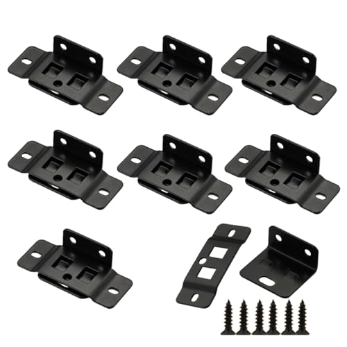 Teadokly 10 Pack Quick Fitting Furniture Joint Bracket, Duty Corner Brace Joint Right Angle Bracket, Stainless Steel Furniture Corner Connectors with Screws for Drawers, Cabinets, Tables, and Chairs (Black) - Image 1