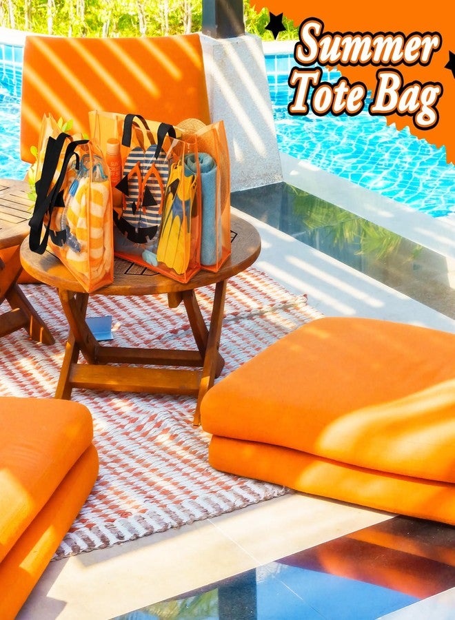 Feifeiya 6 Pack Large Summer Pumpkin Bag Translucent Orange PVC Beach Halloween Tote Bag for Summer Parties Halloween Pool Beach - Image 4