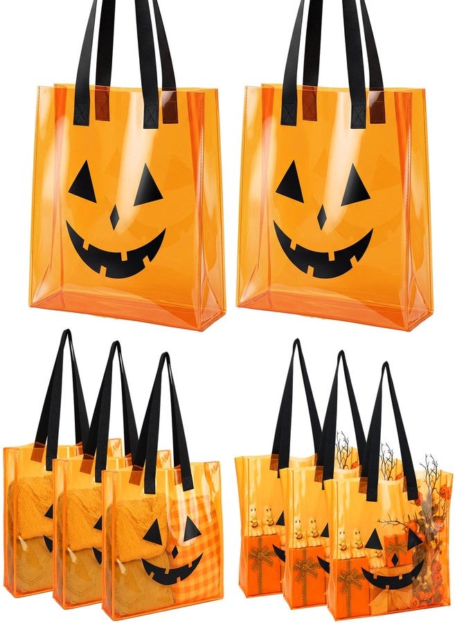 Feifeiya 6 Pack Large Summer Pumpkin Bag Translucent Orange PVC Beach Halloween Tote Bag for Summer Parties Halloween Pool Beach - Image 1