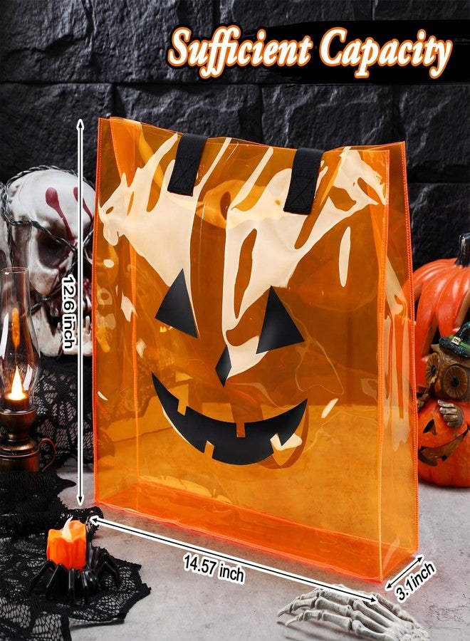 Feifeiya 6 Pack Large Summer Pumpkin Bag Translucent Orange PVC Beach Halloween Tote Bag for Summer Parties Halloween Pool Beach - Image 2