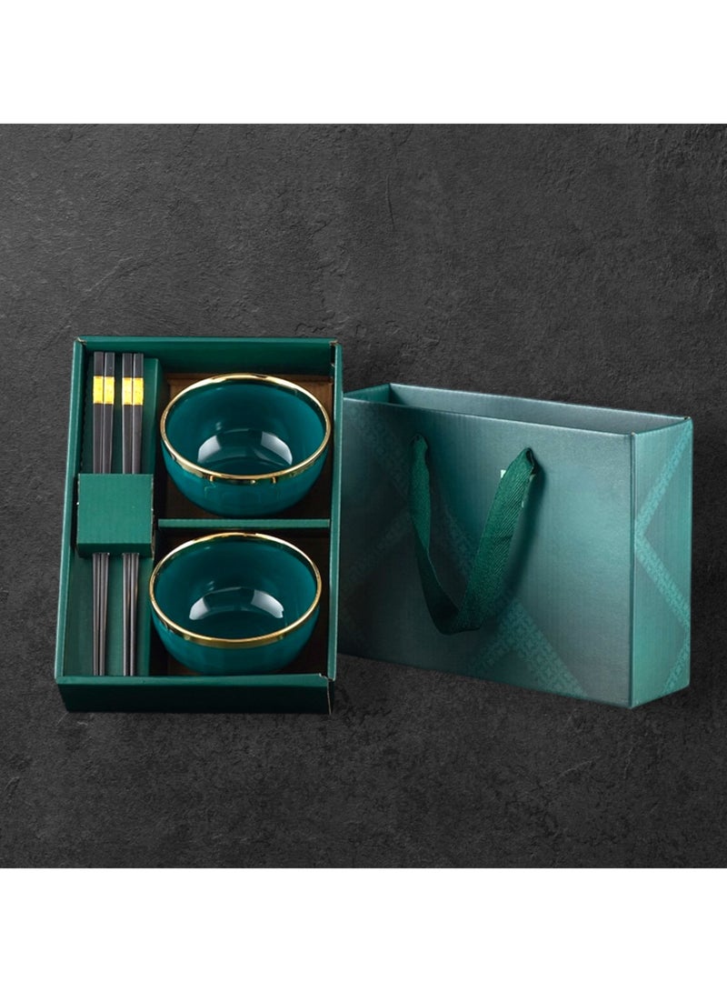 OLUDENIZ Luxury Ceramic Bowl and Chopstick Set – Premium Gift Box for 2 People  - Image 1