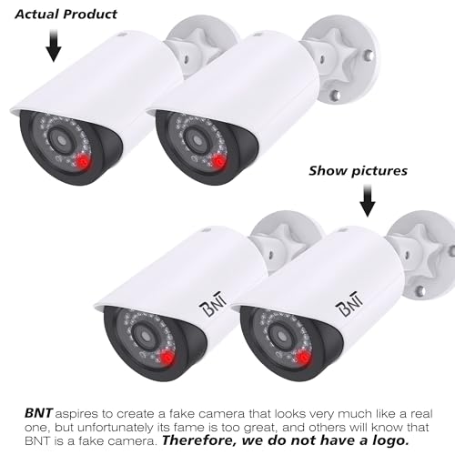 BNT Dummy Fake Camera, Surveillance Security CCTV Dome Camera, with One LED Light, Security Alarm Sticker Label (TC-W2), Security Camera Suitable for Indoor/Outdoor (2 Pack, White) - Image 3