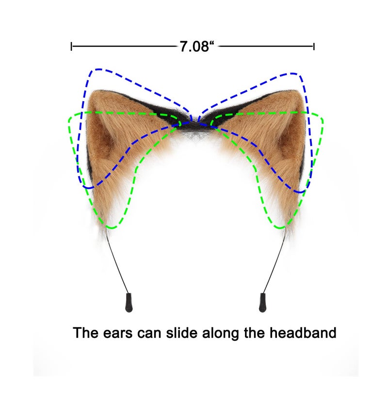QinRuan Cat Ears and Wolf Fox Animal Tail Cosplay Costume Faux Fur Hair Clip Headdress Halloween Leather Neck Chocker Set - Image 3