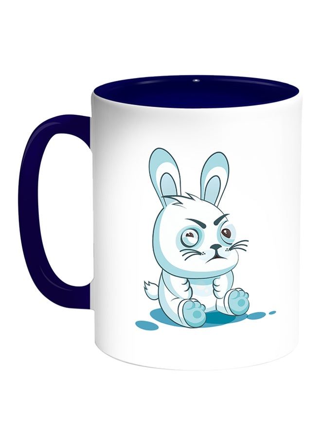 RKN Rabbit Printed Coffee Mug White/Blue 11ounce - Image 1