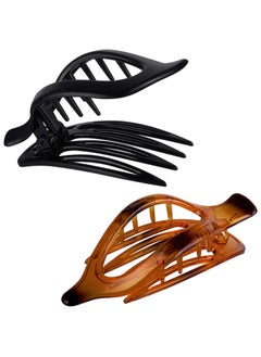 CROWN GUIDE CROWN GUIDE Hair Claw Clips for Long Thick Hair Womens Crystal Plastic Curved Side Slide Hair Clips Comb Girls Ladies Beauty Accessory Pin Teeth Clamp 2pcsBlack and Coffee 