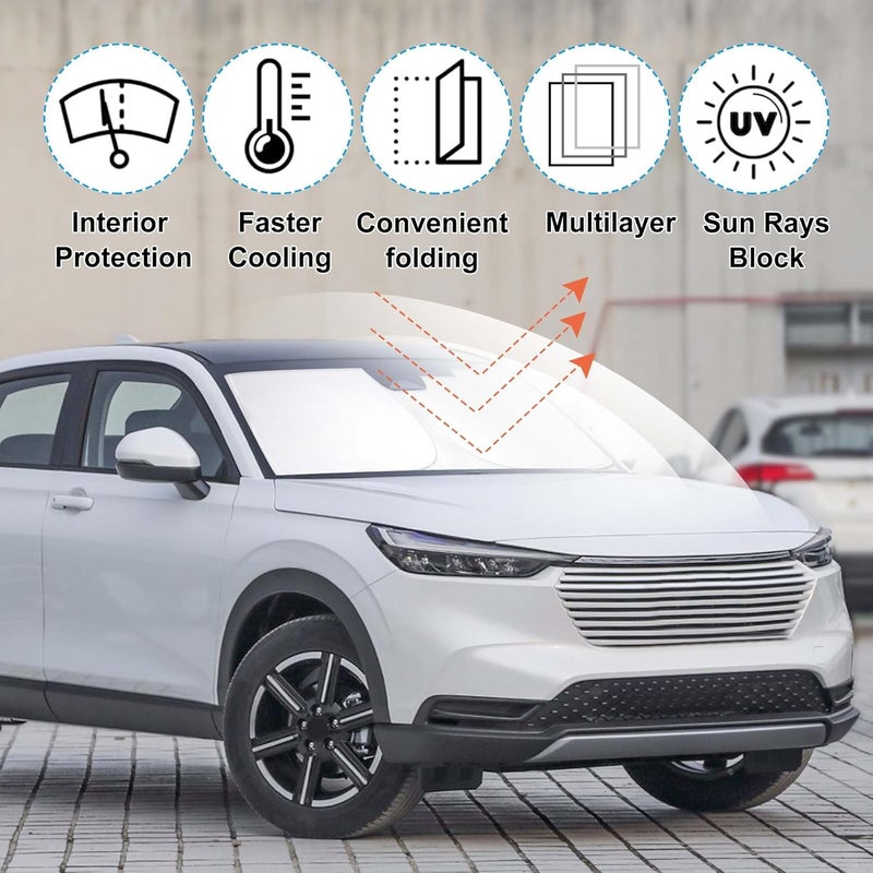 LHFLIVE Windshield Sun Shade Custom Fit for 2023 2024 2025 2026 Honda HR-V HRV Accessories Foldable Sunshade Sun Blocker Protect Car from Sun Rays & Heat Damage Keep Car Cooler - Image 2