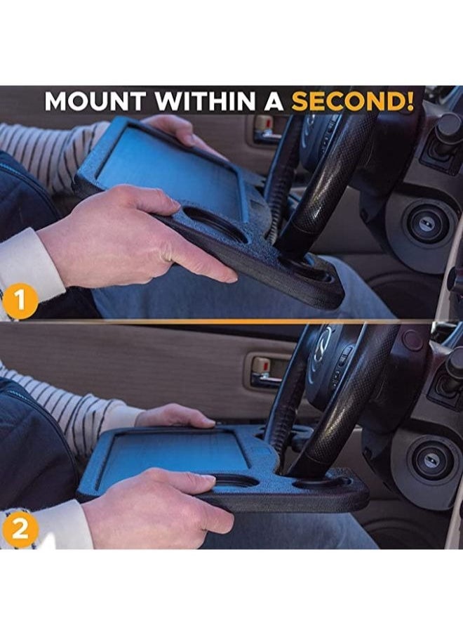 EasyLife - 2-in-1 Auto Steering Wheel Desk Vehicle Seat Table Mount for Food Eating Laptop Tablet iPad Notebook Car Traveling Table Suitable for Most Vehicles - Image 1