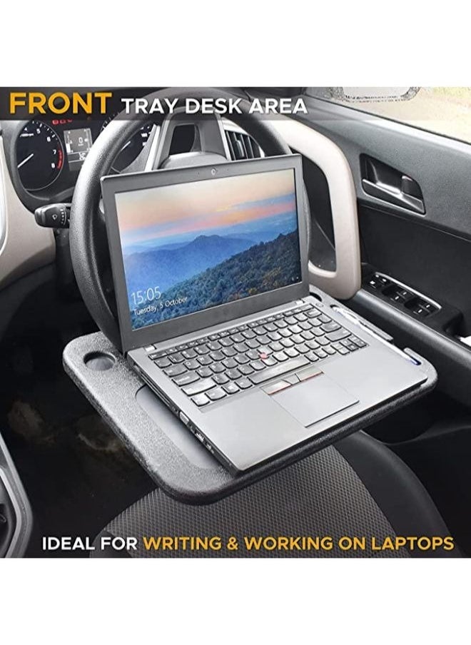 EasyLife - 2-in-1 Auto Steering Wheel Desk Vehicle Seat Table Mount for Food Eating Laptop Tablet iPad Notebook Car Traveling Table Suitable for Most Vehicles - Image 1