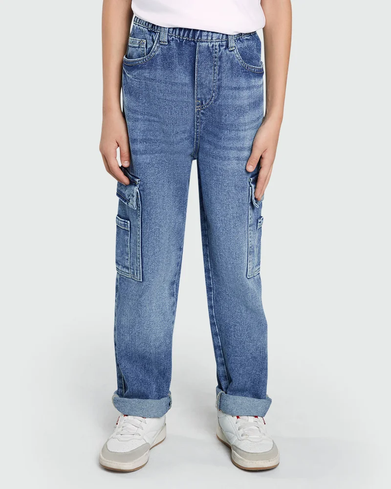 او في اس Ovs Straight-Fit 5-Pocket Jeans – Ovs Medium Blue