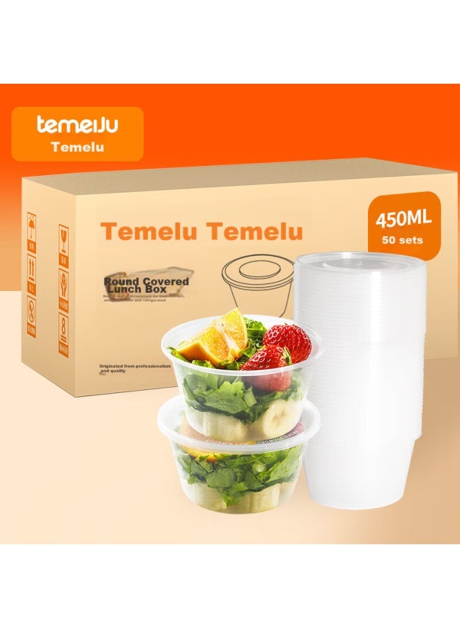 Temeiju Disposable Bowls, Transparent Lunch Boxes With Lids, Picnic Food Containers, Takeout Packaging Boxes, Camping Bento Boxes, 450 Model * 50 Sets - Image 5