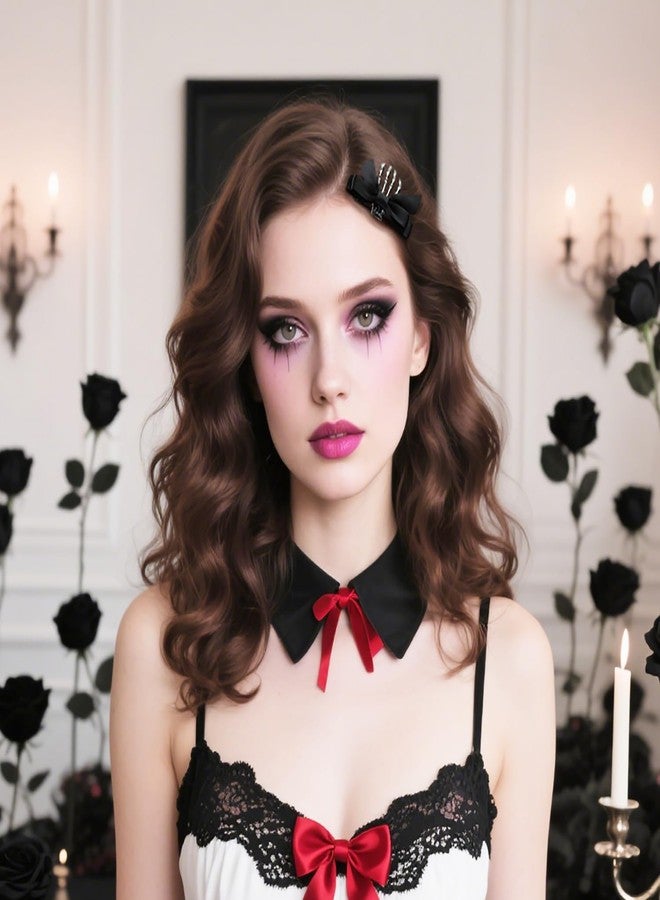 Penta Angel Skeleton Hand Hair Clips with Bowknot 2Pcs Cute Metal Hand Bones Claw Hairpins Punk Rock Horror Hair Accessories for Women Girls Halloween Christmas Party Costume (Black) - Image 5