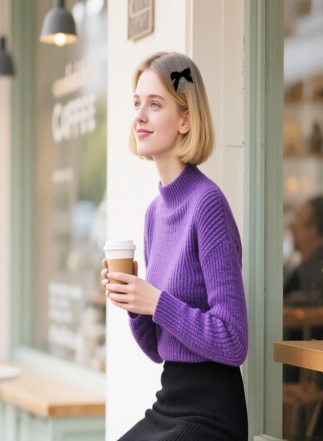 Penta Angel Skeleton Hand Hair Clips with Bowknot 2Pcs Cute Metal Hand Bones Claw Hairpins Punk Rock Horror Hair Accessories for Women Girls Halloween Christmas Party Costume (Black) - Image 4