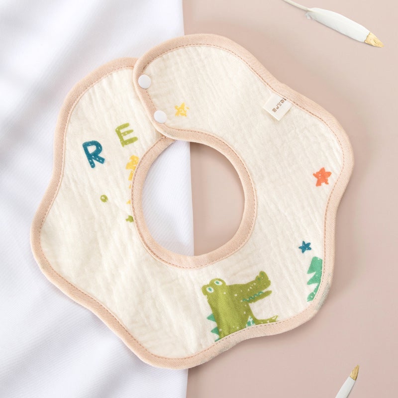 Baby cotton gauze petal bib childrens saliva towel 360 degree rotation newborn bib anti-spitting class a Zou cloth waterproof bib-dinosaur paradise Zou cloth waterproof bib-dinosaur paradise