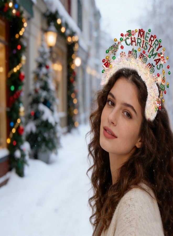 BVGA Christmas Headbands for Women Xmas Tree Snowflake Reindeer Headband Glitter Tinsel Jeweled Rhinestone Headbands Christmas Outfits Hair Accessories Party Favors Gifts - Image 2