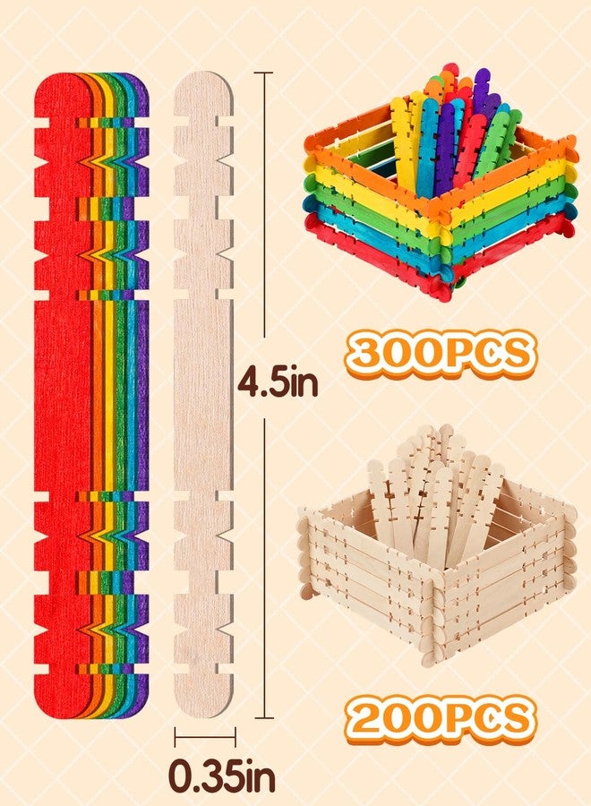 Alphatool 500 Pcs Connectable Sawtooth Popsicle Sticks - 4.5'' Colored and Natural Wood Craft Sticks for Kids' Arts and Crafts Projects in The Classroom and Home - Image 5