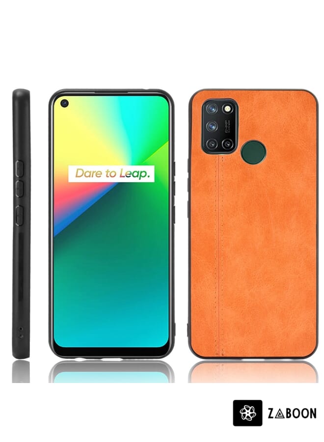 Zaboon Protective Case Cover For OPPO Realme C17/Realme 7i Shockproof Sewing Cow Pattern Skin PC + PU + TPU Case - Image 1